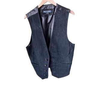 Vintage Beyond Leather Motorcycle Vest Black Snap Front Biker Waistcoat Large